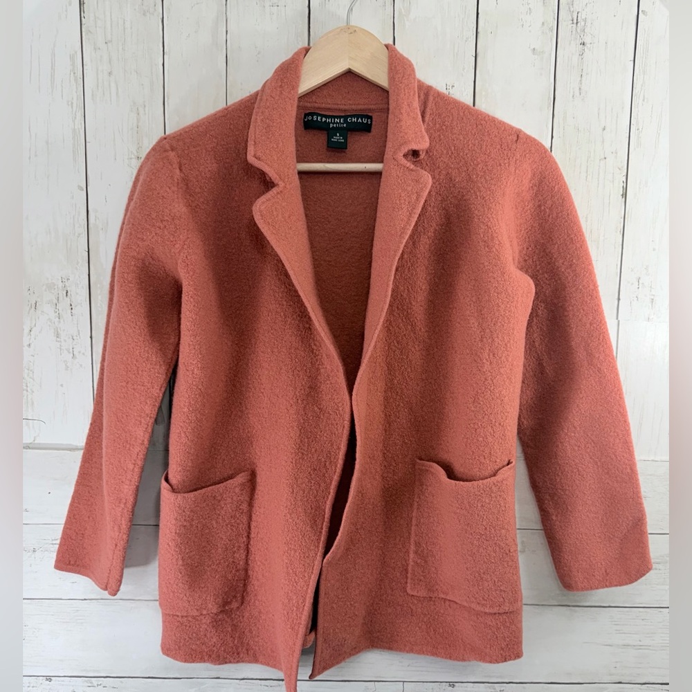 VTG Josephine Chaus Women's Petite S Warm Pink Wool Mohair Blazer Jacket Office